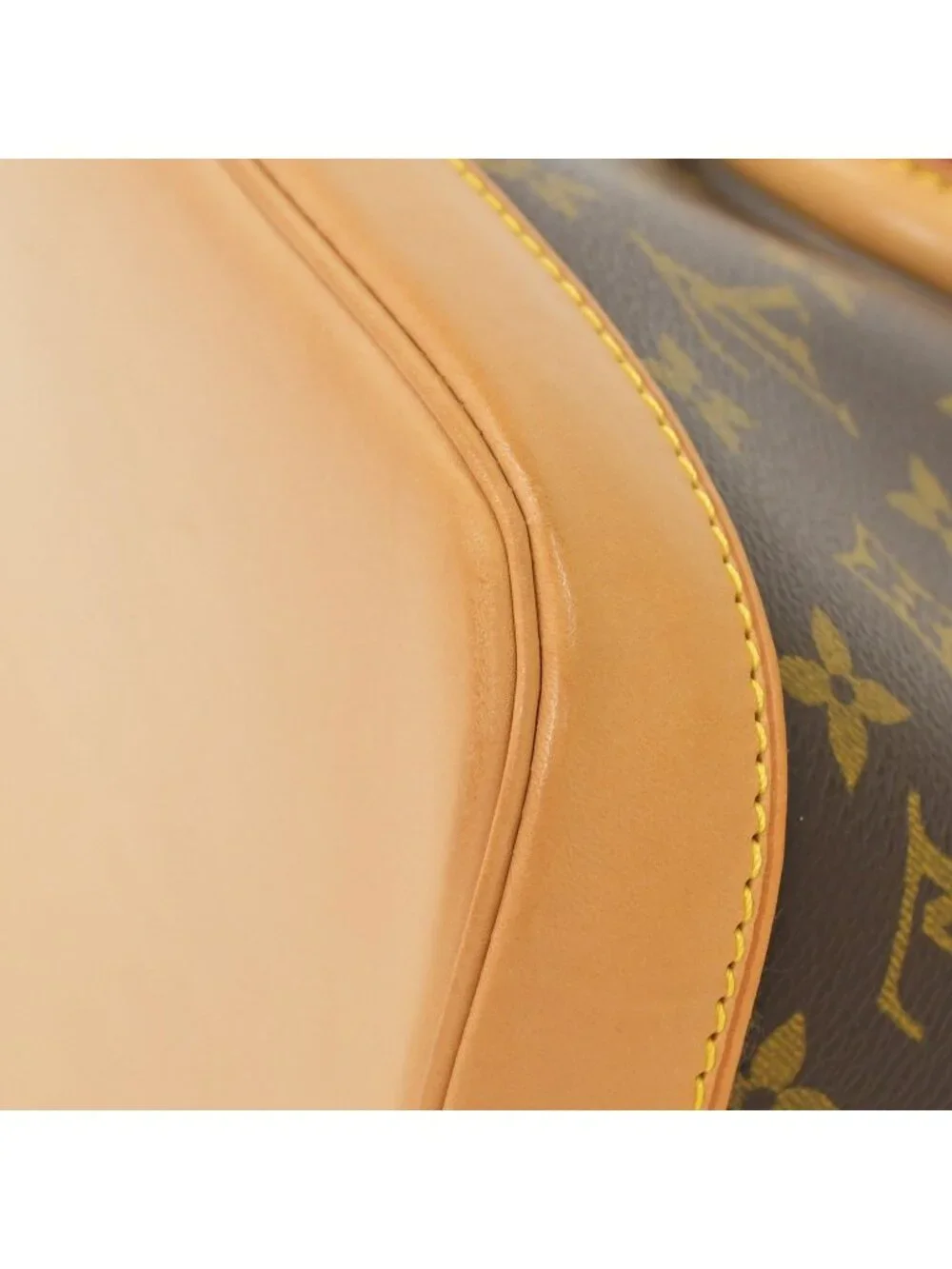 Louis Vuitton Alma PM Handbag Monogram Canvas Vachetta Leather Brown Gold